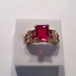 10K Gold filled ring 3 carat red ruby size 7 RING